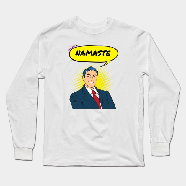 Namaste Man In Suit Long Sleeve T-Shirt by DesignIndex